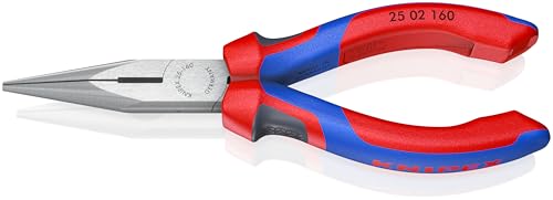 KNIPEX - Long Nose Pliers w/Cutter, Multi-Component (25 02 160),6-1/4 inches - color: Multicolor, size: 6-1/4 inches, style: Classic