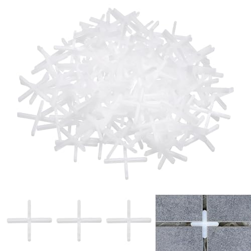 uxcell 400Pcs Tile Spacers, 2mm 3/32" Thick Cross Shape Wall Floor Tile Spacer Tiling Tools for Ceramic Tile Installation (PE Plastic, White) - size: 2mm