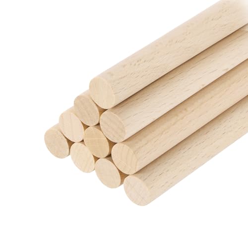 MECCANIXITY Wooden Dowel Rods,(7mm) 1/4 x 6 Inch Round Wooden Rod Unfinished Solid Wood Sticks Crafts Wand for Arts Decoration, Craft and DIY Projects Wand,Pack of 10 - size: (7mm)1/4 x 6 Inch