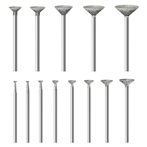 13Pcs Bowl Shape Diamond Burr Bits for Dremel Bits with 3/32", 1/8" Shank - style: Style 3