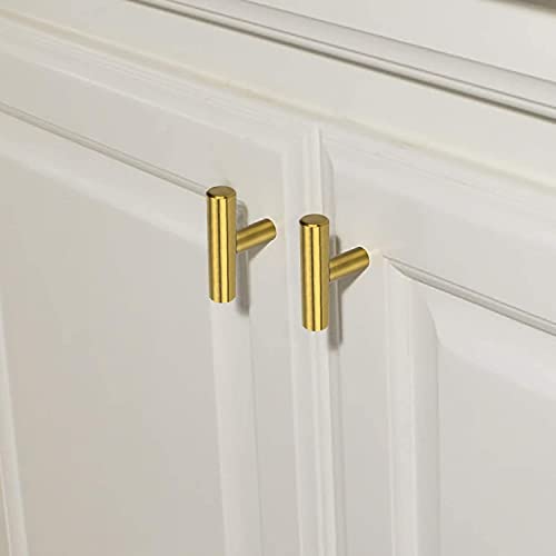Haliwu 30 Pack T Bar Gold Cabinet Knobs Kitchen Cabinet Knobs for Drawer | Stainless Steel, Gold Handles for Cabinets, Round T-Bar Shape, Brushed Gold Cabinet Pulls, Screws Included - size: T Bar Knobs