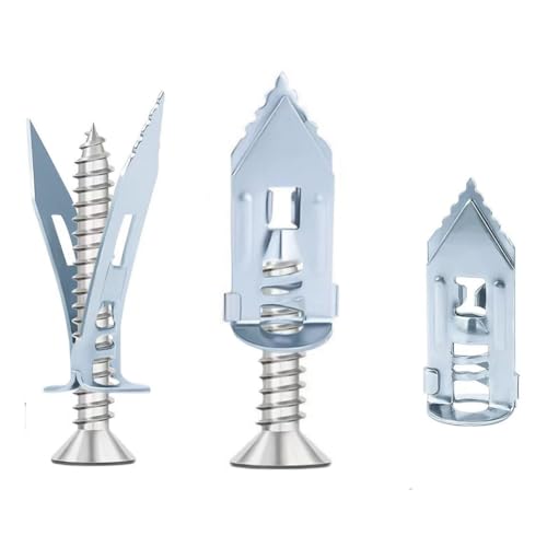 80pcs Silver Self Drilling Drywall Anchor Kit, Carbon Steel Zinc Expansion Wall Anchors (0.47x1.18 Inch) with Self Tapping Screw Heavy Duty, Easy Application No Drill or Holes in Wall. - color: Silver (0.47x1.18inch)