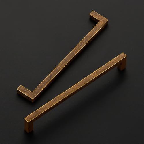 Ravinte Antique Brass Cabinet Handles Solid Cabinet Pulls 6-1/4 Inch 5 Pack | Zinc Alloy, Slim Square Bar Grip, Smooth Drawer Pull Feel, Kitchen Cabinet Update, For Cupboards, Dressers, Drawers, Hardware - color: Antique Brass, size: Flat Black 6-1/4'' Ho