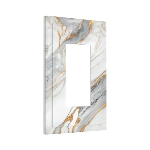 White Gray Gold Marble Light Switch Cover Decorative Wall Plate - color: 1 Gang Single Rocker