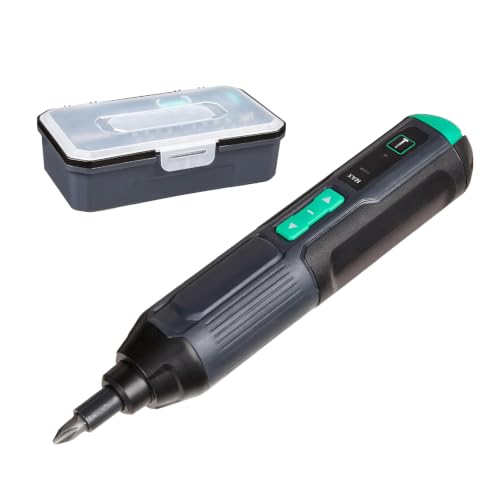 4V Cordless Electric Screwdriver Kit – USB‑C Rechargeable, Dual LED Light, 3 Torque/300RPM, 34-Pc Magnetic Bit Set and Case – Portable Mini Drill for Electronics, PC Repair, DIY Tools