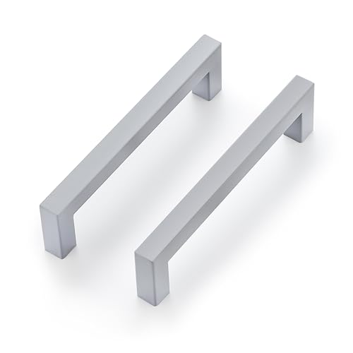 Ravinte Grey Square Cabinet Handles Drawer Pulls,5 Inch,30 Pack | Screws Included, Stainless Steel, Square Bar Grip, Easy Install, Kitchen Cabinet Hardware, For Cupboards, Drawers, Dressers - color: Gray
