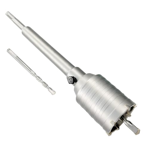 2" Concrete Hole Saw, 50mm Tungsten Steel Core Bit for Cinder Block, Brick, Rock, Plank Walls for Pipes or mini Split Lines, with SDS Plus Shank and 2 Center Positioning Drill Bits. - size: 2 in
