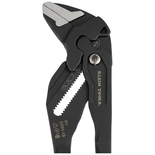 Klein Tools D53112 Compact Plier Wrench, High Leverage Multi-Use Adjustable Plier Wrench with Smooth Jaws, 12-Inch - size: 12-Inch