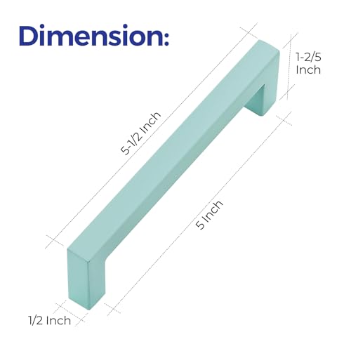 Ravinte Green Square Cabinet Handles Drawer Pulls,5 Inch,30 Pack | Screws Included, Stainless Steel, Square Bar Grip, Easy Install, Kitchen Cabinet Hardware, For Cupboards, Drawers, Dressers - color: Green