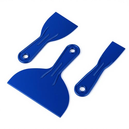 Plastic Putty Knife Set - 3Pcs Blue Plastic Scraper Tool, 1.5"/3"/6" Sizes Spackle Knife for Spackling, Painting, Drywall, Arts and Crafts, Tile Jobs, Tamale Making - color: Blue