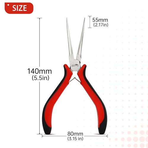 5-Pack 5.5-Inch Long Needle Nose Pliers, Mini Jewelry Pliers