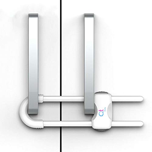 QT BABY Baby Proofing Cabinet Locks | Adjustable U Shaped Baby Safety Latches for Drawers, Fridge, Closet |Modern Baby Proofing Cabinet Lock with Extra Secure Lock Buttons (Pack of 2, White) - color: White, size: Pack of 2