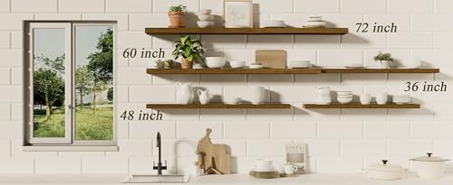 ROGMARS 72 Inches Long Walnut Floating Shelves - color: Walnut, size: 72 Inch set of 3