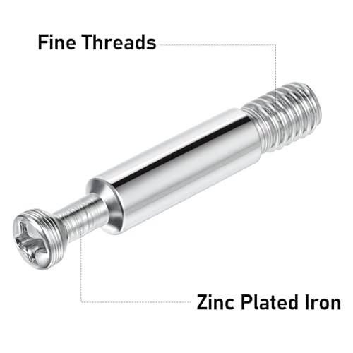 20Pcs Cam Screws for Furniture Cam Lock Fasteners Fixing Screws Cam-Bolt for Furniture Connecting Cabinet Connector Fittings Tools Fixing Bolt Fasteners for Drawer Wardrobe Table, Silver