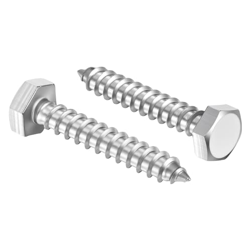 25 Pcs Hex Head Lag Screws 1/4" x1-1/2 SS 18-8 (304) Lag Bolts - color: Silver, size: 1/4"x1-1/2"
