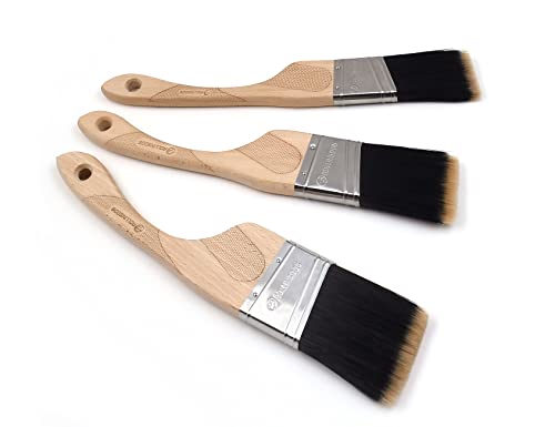 ROLLINGDOG 3pcs Angled Paint Brush Set - color: Stiff Bristles(pack of 3)