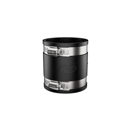 Fernco P1056-250 2.5-in. Cast Iron, Plastic and Steel Pipe Flexible Coupling Connector Adapter in Black