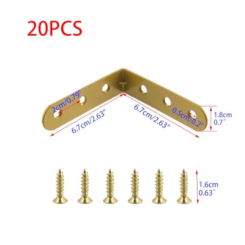 Wealrit 2.63" L Shape Bracket Corner Braces 20PCS,Gold Right Angle Bracket - size: 2.63"
