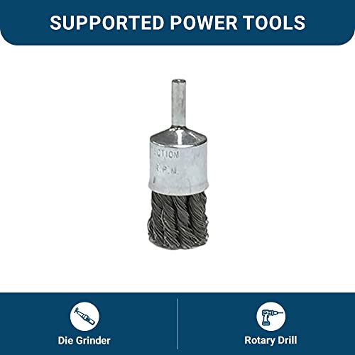 Benchmark Abrasives 1 Inch Knot Wire Brush for Drill & Die Grinder, Paint Removal, Cleaning, Deburring - 1/4" Shank, Drill Grinder Attachment (5 Pack) - Carbon Steel