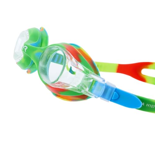 TYR Kids' Swimple Goggles - Colorful Swim Goggles for Beginners - color: Green/Orange