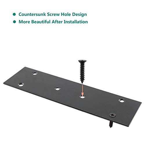 4 Pack Flat Straight Brace Brackets,ULIFESTAR Stainless Steel Mending Bracket Plate Metal Shelf Support Fixing Joining Plate for Furniture,Wood,Shelves,Cabinet with Screws Black (48x169mm/1.9x6.7'') - size: 48 x 169 x 2 mm