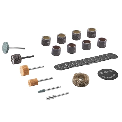 Dremel 727-01 Sanding & Grinding Rotary Tool Accessory Kit with Case, 31-Piece – Includes Grinding Stones, Sanding Bands, Cut-Off Wheel and Mandrel - style: New Model
