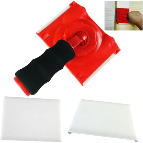 Paint Edger with 3 Pads (1 Tool with preloaded pad + 2 Refills), 4.7 Inch Trim Paint Tool for Ceilings, Baseboards, Doors, Clean Lines, Handheld or Extension Pole Compatible RSL43
