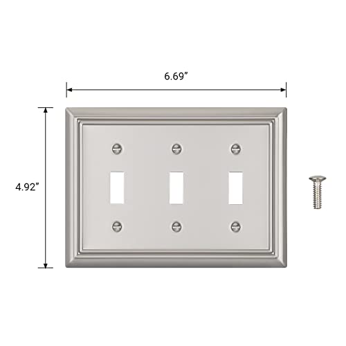 DEWENWILS Tripple Toggle Wallplates, Brushed Nickel Light Switch Covers - color: Brushed Nickel, size: 3 Toggle 2PK