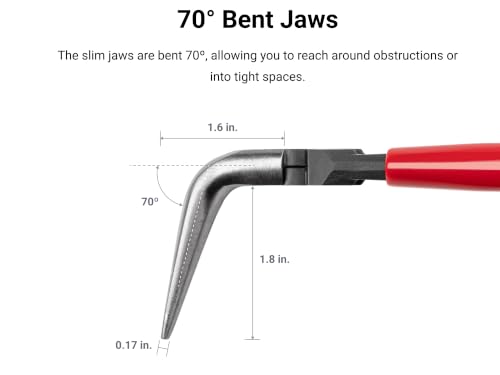 TEKTON 6 Inch 70-Degree Bent Smooth Jaw Long Nose Pliers | PGF15406 - color: Smooth Jaw, size: 6 Inch 70-Degree Bent