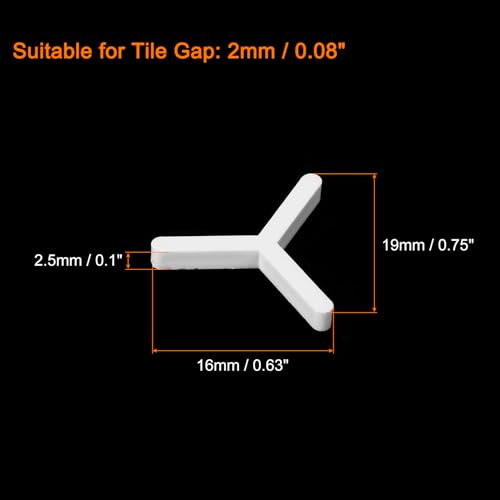 uxcell 100Pcs Wall Floor Tile Plastic Y Type Spacers Tiling Tools 2mm 1/12 Inch Hexagon Tile Spacers for Ceramic Tiles Installation, White - size: 2mm 1/12 Inch