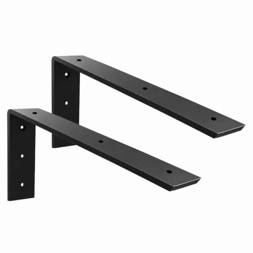 WINKER Countertop Support Bracket 2 Pack Heavy Duty 3/8" Thick Hidden L Shelf Bracket 20" x 8" x 2.5" Metal Corbels for Quartz/Granite/Wood/Concrete/Laminate Countertops, Black (6 Hole) - size: 20″x8″x2.5″-6 hole-3/8" thick, style: Black-2Pack