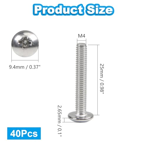 40Pcs M4 x 25mm Truss Head Machine Screws for Cabinet Pull - size: M4 x 25mm