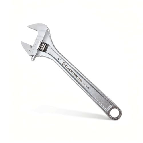 BLACK CANYON Adjustable Wrench 12 Inch, Wide Jaw Spanner with Imperial and Metric, Premium Chrome Forged Steel for Automotive Plumbing, Household Repairs and DIY - size: 12 in