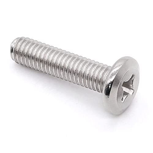 Glvaner (50 pcs) M5-0.8 x 10mm Binding Screws, Flat Round Head Phillips Drive Machine Screw 304 Stainless Steel 18-8 Full Thread, Furniture Screw Connection Bolt Screw - size: M5-0.8 x 10mm