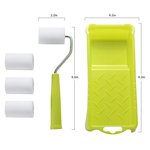 Paint Roller 2 Inch,High-Density Foam Roller with Frame,Tray,Mini Paint Roller Refills, Small Sponge Roller Painting Supplies for Smaller DIY Stenciling Projects(Pack of 6) - size: 2 inch Foam Roller Set