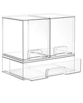 Vtopmart Clear Stackable Storage Drawers Set of 3, Plastic Organizer Bins - style: 2 High+1 Wide