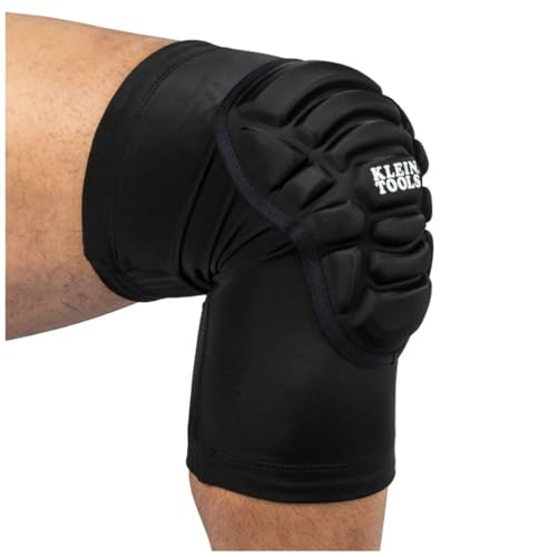 Klein Tools 60492 Knee Pads, Lightweight Padded Knee Sleeves, Breathable Mesh Back, Elastic Cuff with Slip-Resistant Silicone, Black, M/L - size: M/L