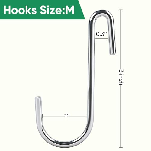 ESFUN 30 Pack 3 Inch S Hooks Heavy Duty Pan Pot Holder Rack Hooks Hanging Hangers S Shaped Hooks for Kitchenware Pots Utensils Clothes Bags Towels Plants - size: 3.0 inch