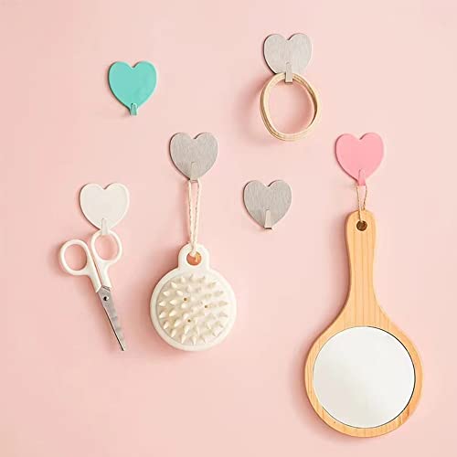 JtmyAota 6 Pack Heart Wall Hooks, Kawaii Room Decor Hooks - color: White
