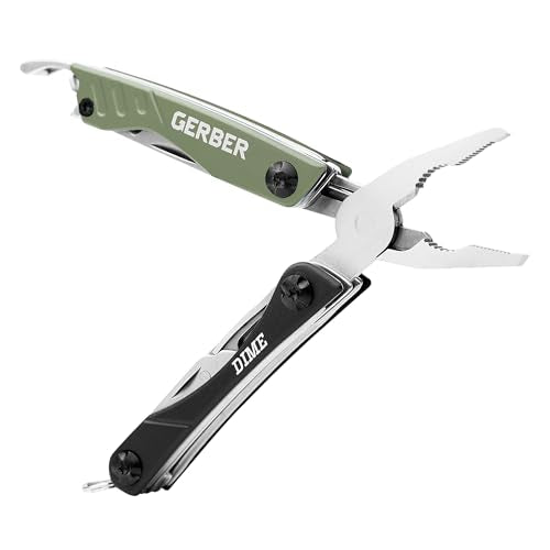 Gerber Dime 12-in-1 Mini Multitool Pliers, Pocket Knife,Bottle Opener,Green - color: Green, size: Single