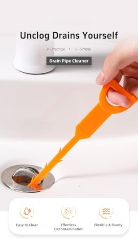 6-Piece Professional Drain Snake Cleaning Kit - Heavy Duty Clog Remover Tool for Shower, Sink, Bathtub, Toilet, Kitchen - Hair Removal Unclogger with Drill Attachment, Reusable Plastic Pipe Cleaner