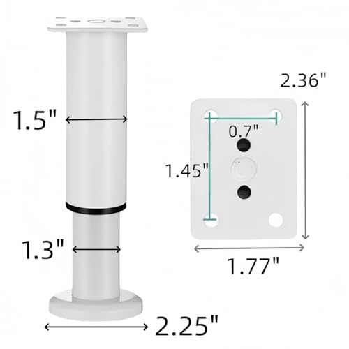 4Pcs White Adjustable 7.08-12.2 Inch Metal Furniture Legs for Cabinet Sofa - color: White, size: 7.08"-12.2"-Set of 4