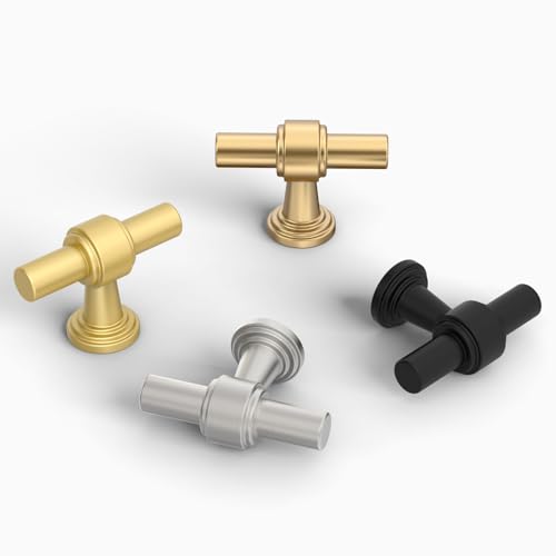 Amerdeco 10 Pack Champagne Bronze Cabinet Knobs 1.46 Inch(37mm) Single Hole Cabinet Handles Rectangle Dresser Knobs Drawer Knobs and Pulls for Bathroom Cabinets ZH0069 - color: Champagne Bronze, size: 1.46" Single Hole
