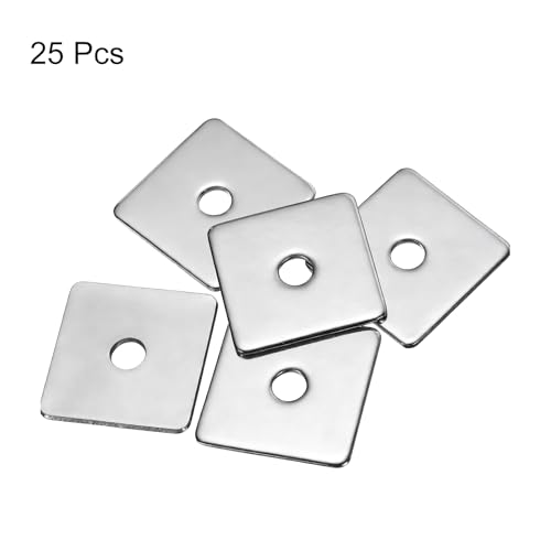 uxcell Square Washer, 25Pcs M5x25x25x1.5mm 304 Stainless Steel Square Plate Washers Flat Pad Spacer Gasket for Hardware Fastener - size: M5x25x25x1.5mm