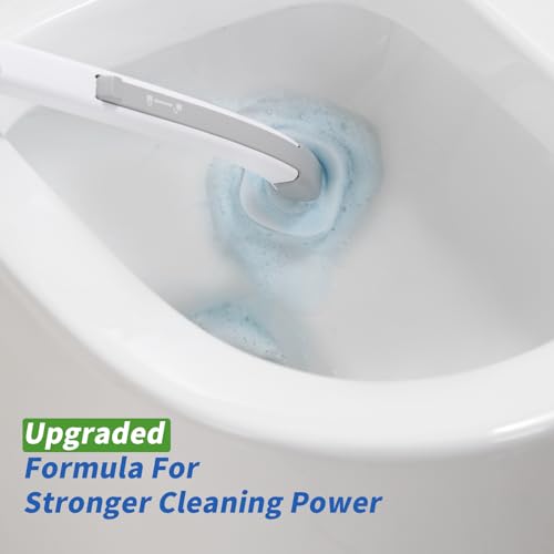 oshang Disposable Toilet Brush - Toilet Bowl Cleaner, Toilet Cleaning Supplies, Toilet Brush with Holder, 14 Refills for Deep Cleaning and Hygienic Bathroom Maintenance - size: 1 Brush+14 Refills