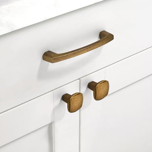 Asidrama 10 Pack Antique Brass Kitchen Cabinet Knobs - color: Antique Brass, size: Single Hole