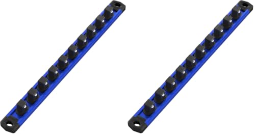 WORKPRO Magnetic Socket Organizer, Heavy Duty 1/2-Inch Drive Socket Rail (Pack of 2) - color: Blue, size: 1/2" DR (Pack of 2)