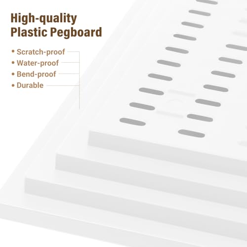 AKTOP Modular Plastic Peg Board Wall Organizer, 4 Pack, 12"x12", White - color: 12inch-White