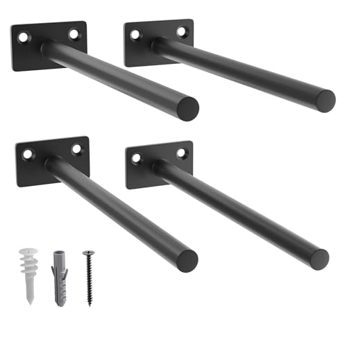 LEOPO 4-Pack 8 inch Floating Shelf Brackets, Hidden Shelf Bracket for Wood - color: Black-4Pack, size: 8 Inch