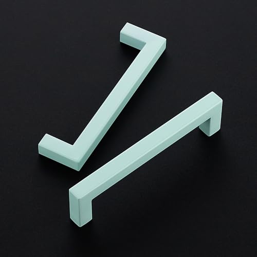 Ravinte Green Square Cabinet Handles Drawer Pulls,5 Inch,30 Pack | Screws Included, Stainless Steel, Square Bar Grip, Easy Install, Kitchen Cabinet Hardware, For Cupboards, Drawers, Dressers - color: Green